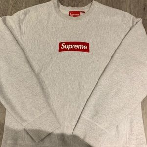 Supreme Box Logo Crewneck Sweatshirt FW18 Ash Grey
